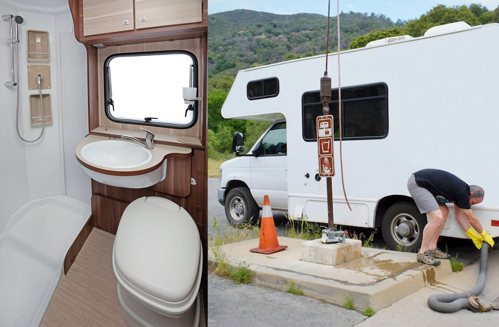 Portable RV/camper toilet and holding tank setup in Bridgeton, New Jersey