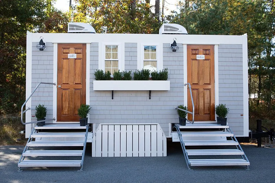 Wedding restroom units discretely staged at a venue in Bridgeton, New Jersey